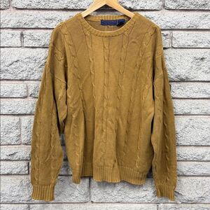 Men's Cable Knit Crewneck Sweater - Olive